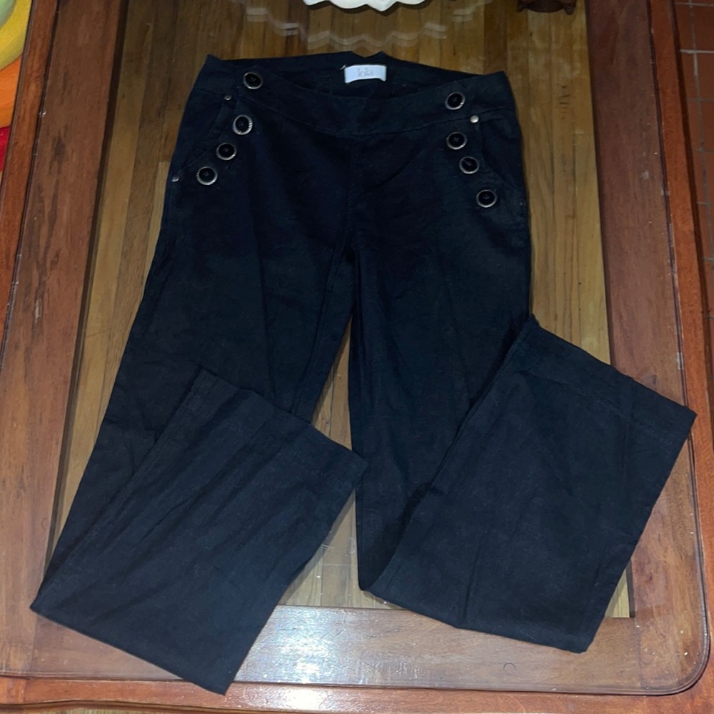 Lola Straight Leg 100% Linen Black Pants.
